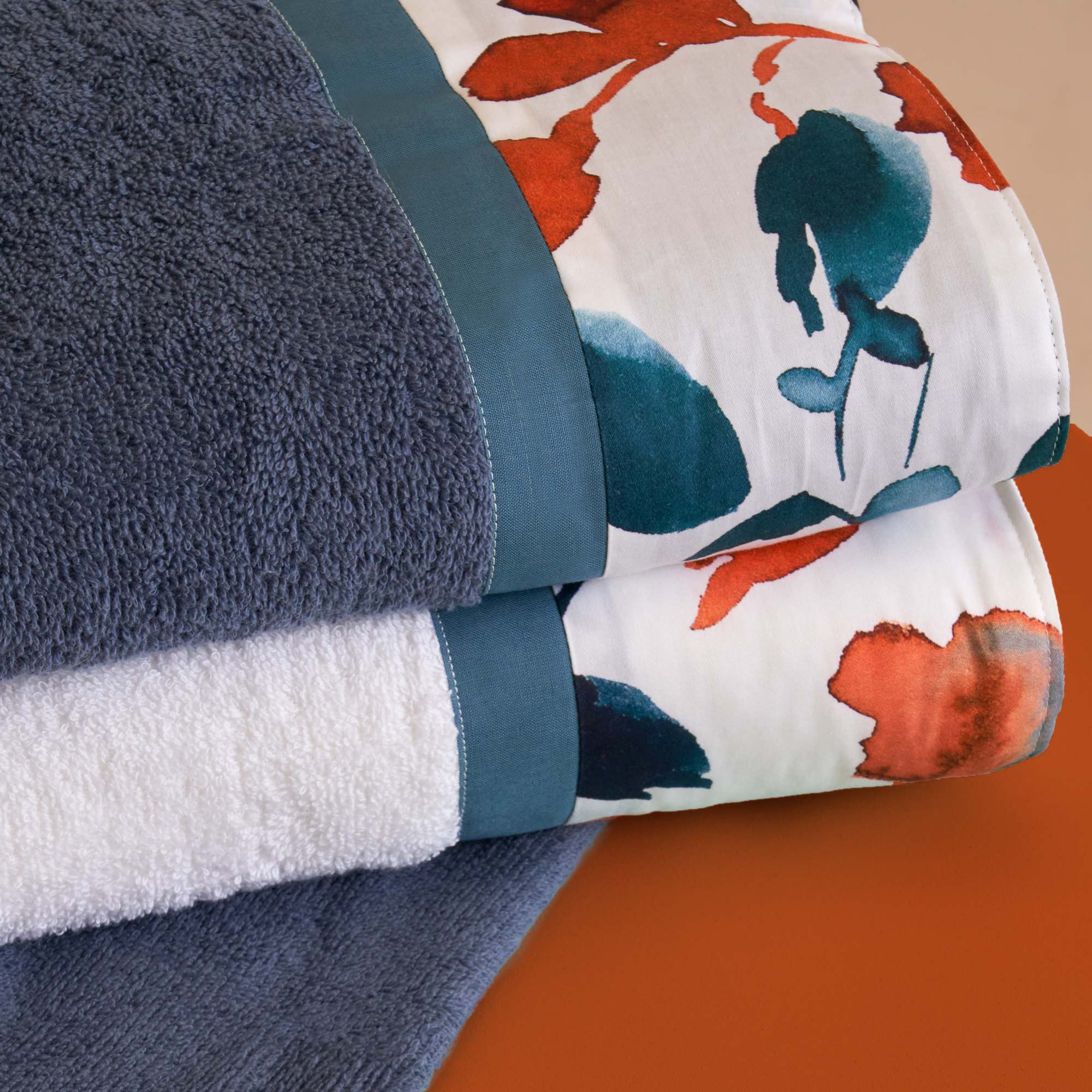 Set 2 Coppie in Spugna di Cotone con Balza in Percalle - Taiga