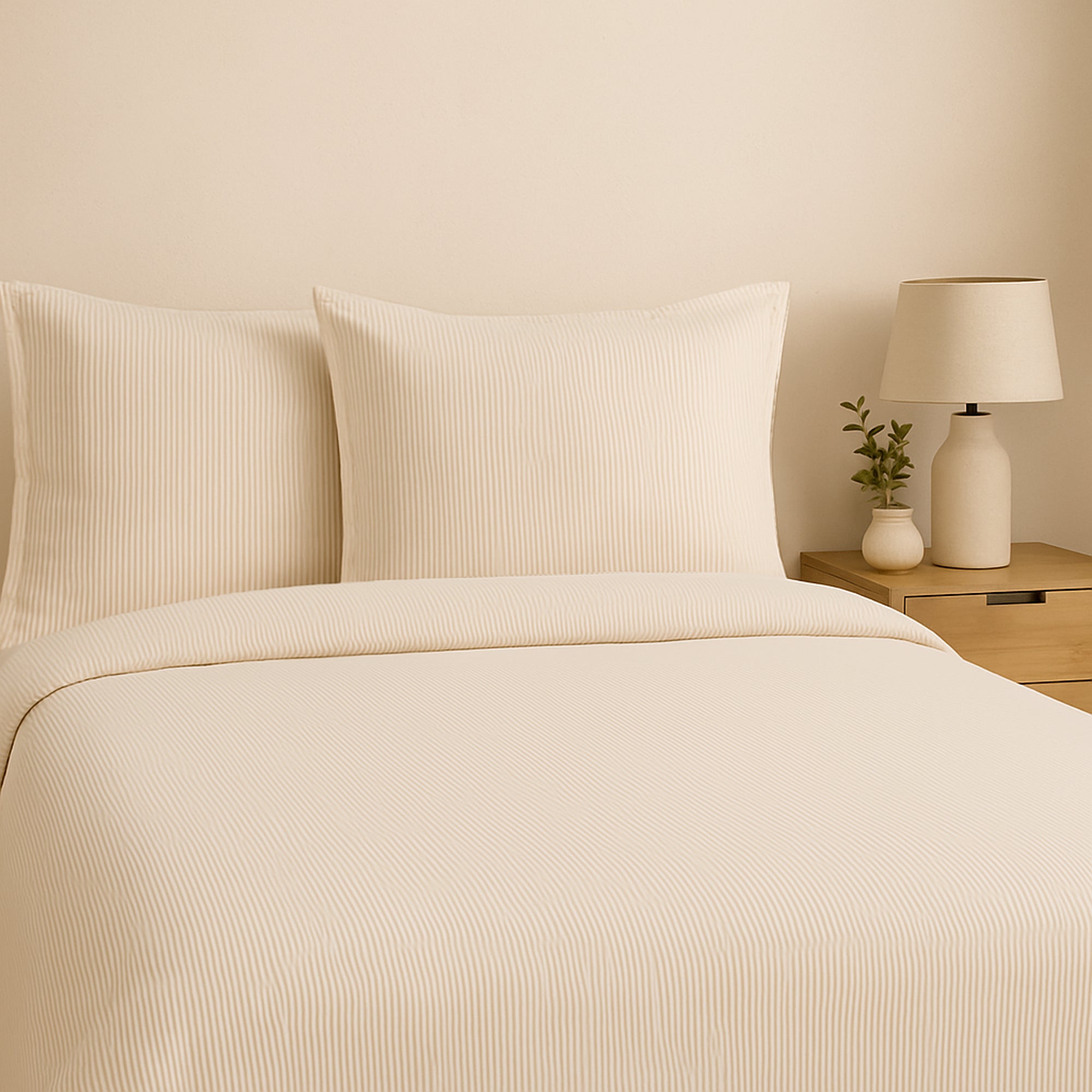 Parure Copripiumino in Puro Cotone Rigato Tinto in Filo - Taormina