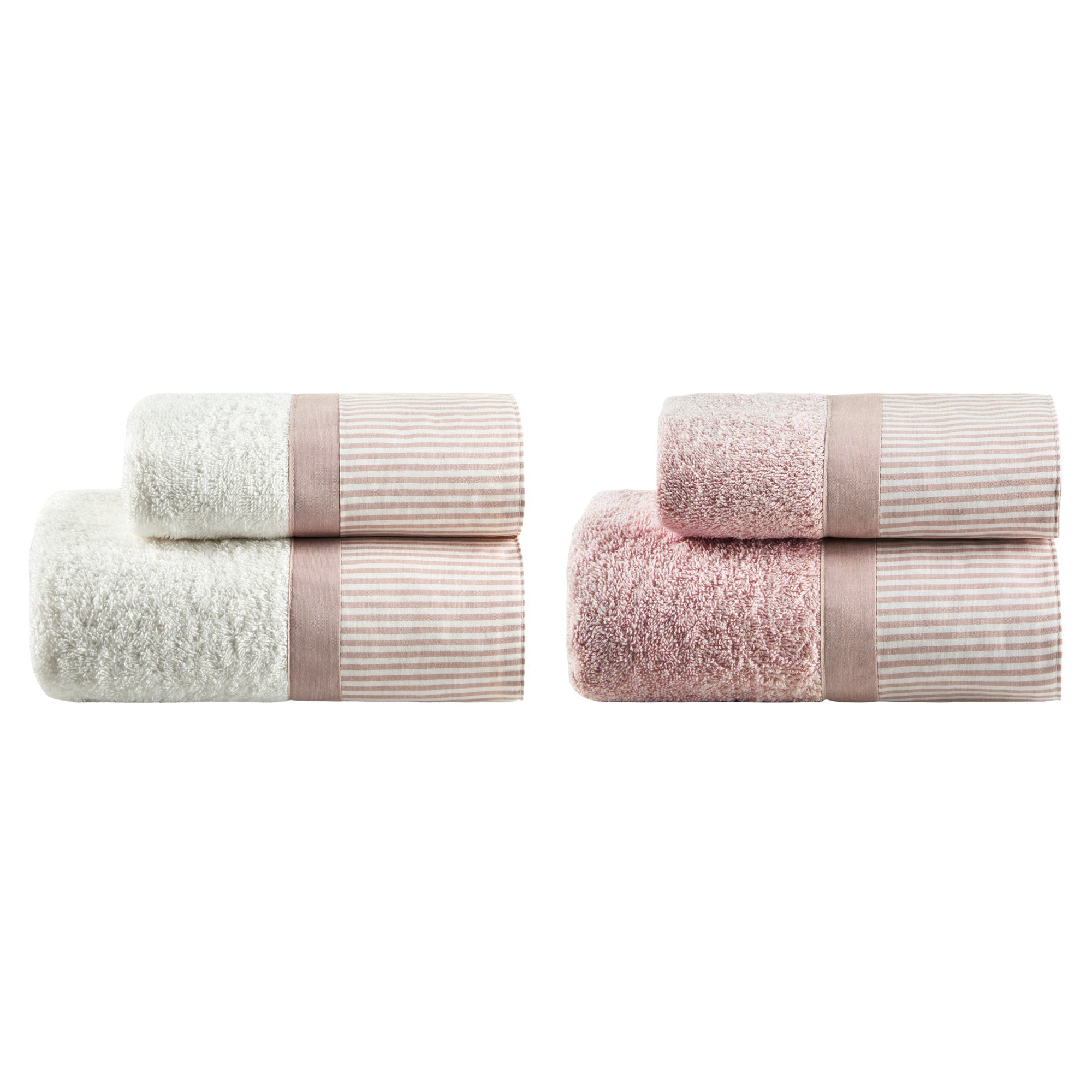 Set 2 Coppie di Spugna con Bordo Rigato Tinto in Filo - Taormina