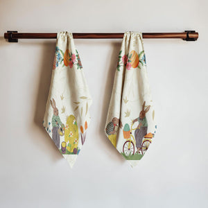 Set 2 Canovacci in Puro Cotone Fantasia Pasquale - Coniglietti di Pasqua