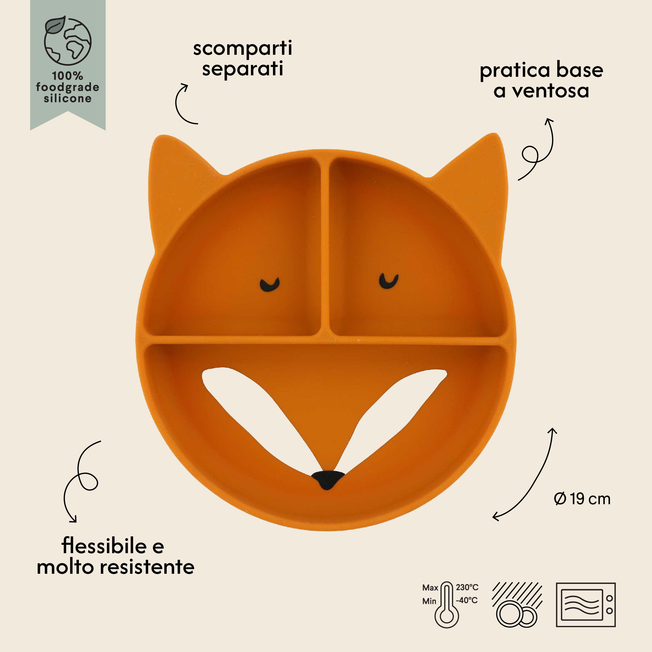 Piatto a 3 Sezioni per Bambini - Mr. Fox