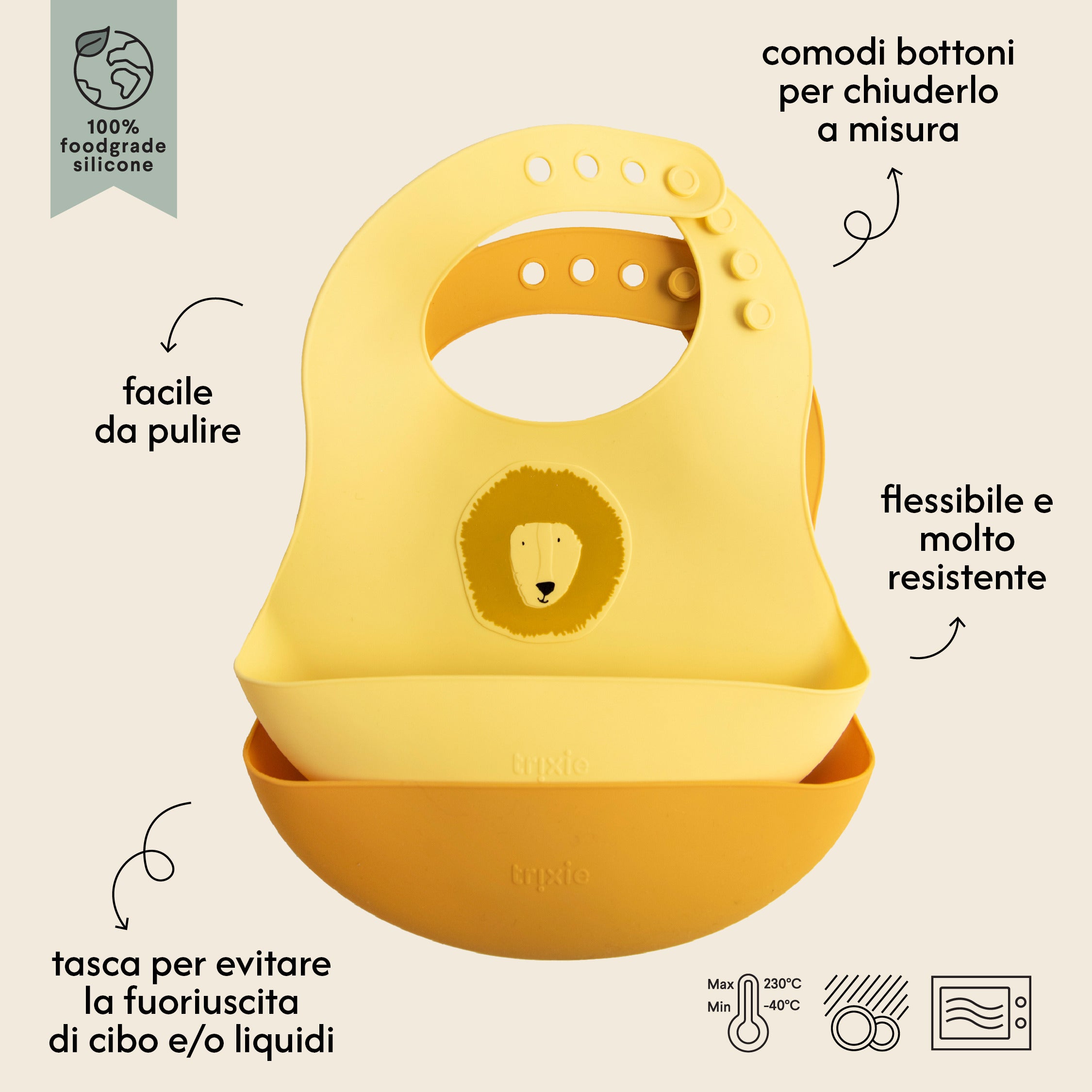 Set 2 Bavaglini Raccoglipappa - Mr. Lion