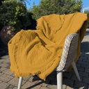 Copriletto in Cotone Stonewashed Tinto in Capo con Frangette - Uni Mellow