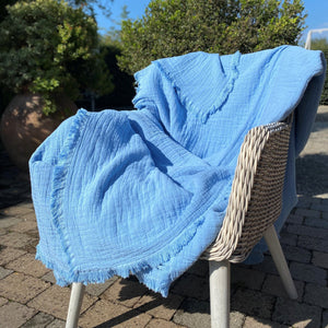 Copriletto in Cotone Stonewashed Tinto in Capo con Frangette - Uni Mellow