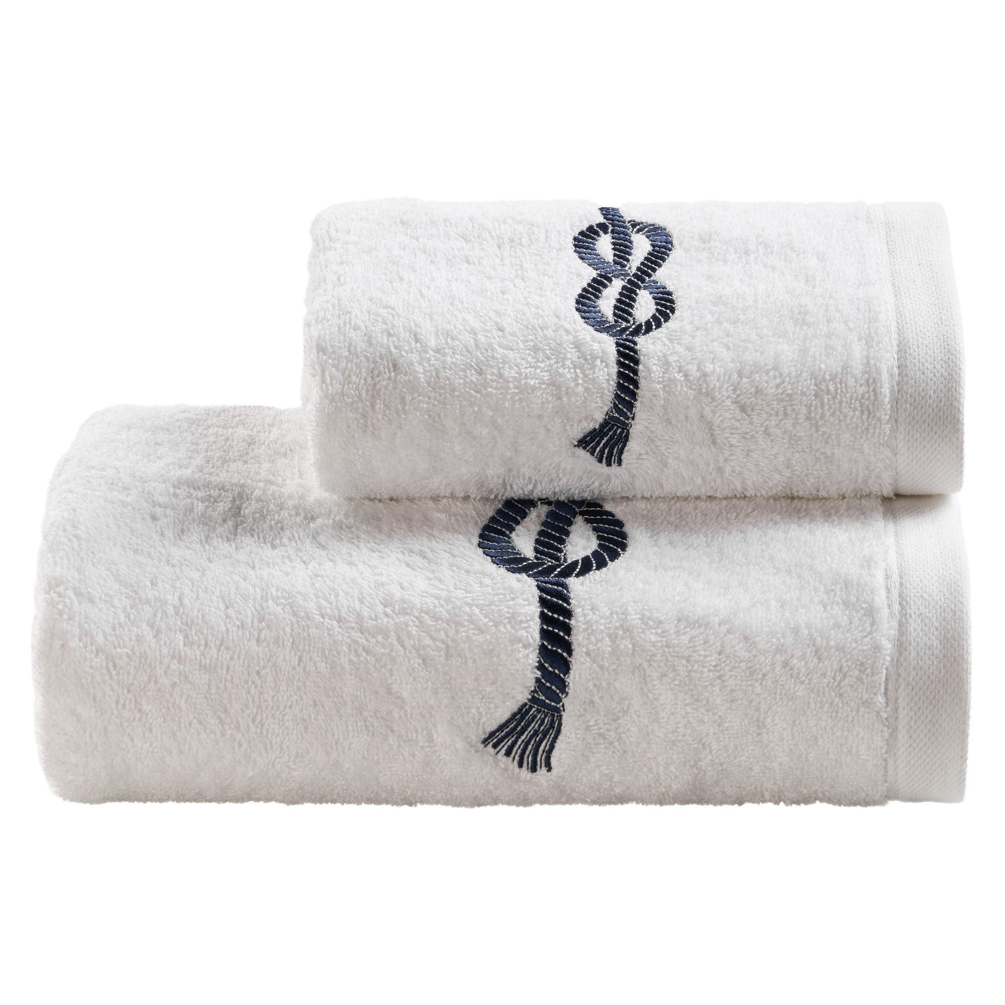 Coppia di Asciugamani in Spugna in Cotone con Ricamo - Vespucci