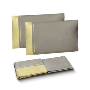 Completo Copripiumino in Raso di Cotone con Balza a Contrasto - Williamsburg