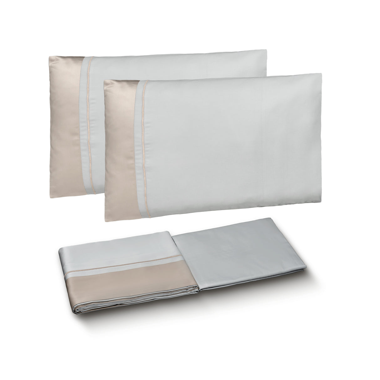 Completo Lenzuola in Raso di Cotone con Balza a Contrasto - Williamsburg