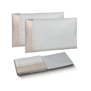 Completo Lenzuola in Raso di Cotone con Balza a Contrasto - Williamsburg