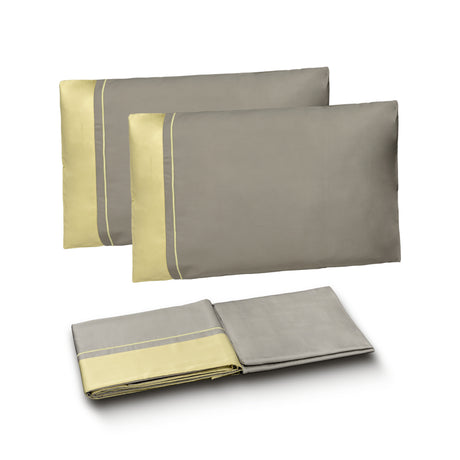 Completo Lenzuola in Raso di Cotone con Balza a Contrasto - Williamsburg