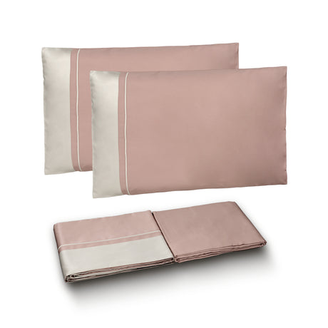 Completo Lenzuola in Raso di Cotone con Balza a Contrasto - Williamsburg