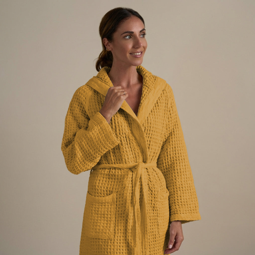 Accappatoio con Cappuccio Nido d'Ape in Puro Cotone - Jaspy