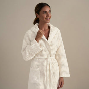 Accappatoio con Cappuccio Nido d'Ape in Puro Cotone - Jaspy