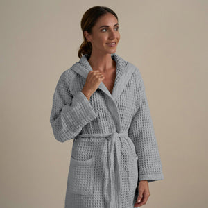 Accappatoio con Cappuccio Nido d'Ape in Puro Cotone - Jaspy