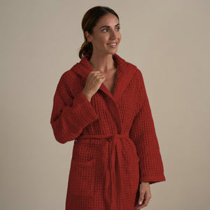 Accappatoio con Cappuccio Nido d'Ape in Puro Cotone - Jaspy