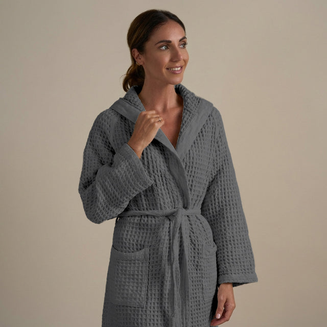 Accappatoio con Cappuccio Nido d'Ape in Puro Cotone - Jaspy