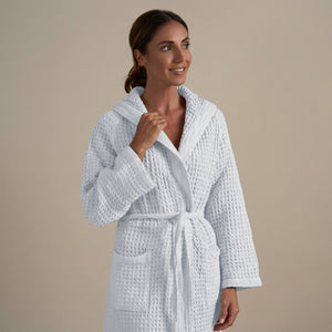 Accappatoio con Cappuccio Nido d'Ape in Puro Cotone - Jaspy