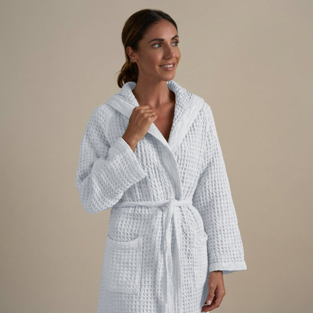 Accappatoio con Cappuccio Nido d'Ape in Puro Cotone - Jaspy