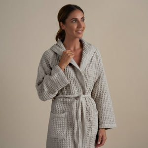 Accappatoio con Cappuccio Nido d'Ape in Puro Cotone - Jaspy