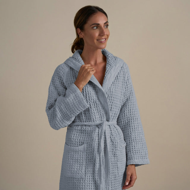 Accappatoio con Cappuccio Nido d'Ape in Puro Cotone - Jaspy