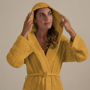 Accappatoio con Cappuccio Nido d'Ape in Puro Cotone - Jaspy