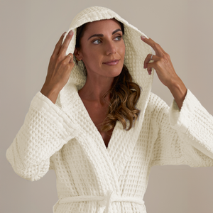 Accappatoio con Cappuccio Nido d'Ape in Puro Cotone - Jaspy