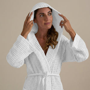 Accappatoio con Cappuccio Nido d'Ape in Puro Cotone - Jaspy