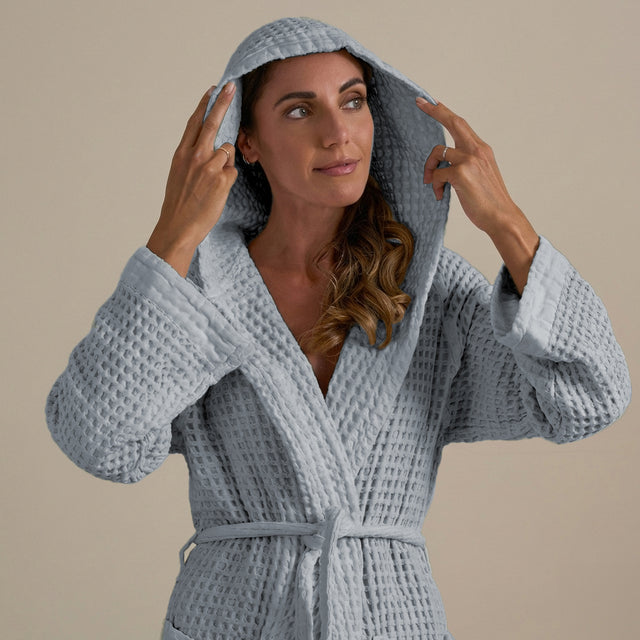 Accappatoio con Cappuccio Nido d'Ape in Puro Cotone - Jaspy