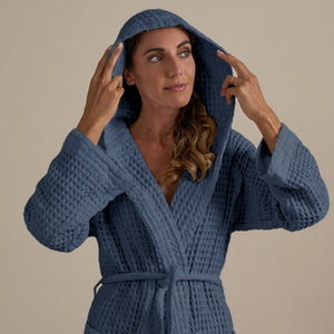 Accappatoio con Cappuccio Nido d'Ape in Puro Cotone - Jaspy