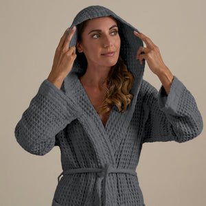 Accappatoio con Cappuccio Nido d'Ape in Puro Cotone - Jaspy