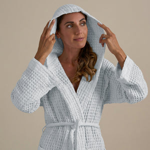 Accappatoio con Cappuccio Nido d'Ape in Puro Cotone - Jaspy