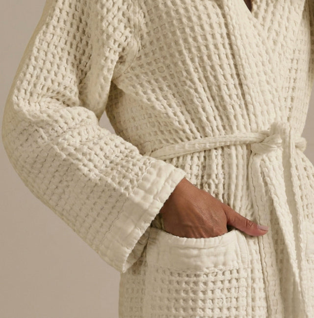 Accappatoio con Cappuccio Nido d'Ape in Puro Cotone - Jaspy