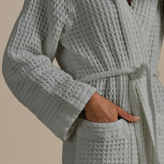 Accappatoio con Cappuccio Nido d'Ape in Puro Cotone - Jaspy