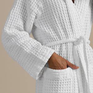 Accappatoio con Cappuccio Nido d'Ape in Puro Cotone - Jaspy