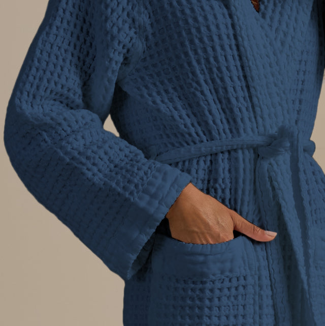 Accappatoio con Cappuccio Nido d'Ape in Puro Cotone - Jaspy