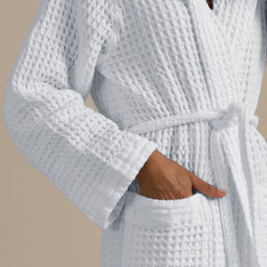 Accappatoio con Cappuccio Nido d'Ape in Puro Cotone - Jaspy