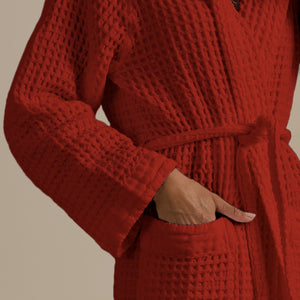 Accappatoio con Cappuccio Nido d'Ape in Puro Cotone - Jaspy