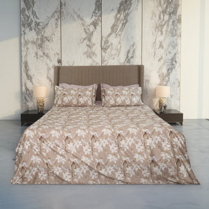 Completo Lenzuola Copriletto in Raso di Cotone Egiziano con Stampa Floreale - Aida