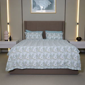 Completo Lenzuola Copriletto in Percalle di Cotone Egiziano con Stampa Floreale - Alba