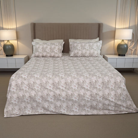 Completo Lenzuola Copriletto in Percalle di Cotone Egiziano con Stampa Floreale - Alba