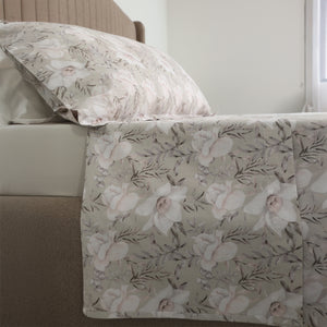 Completo Lenzuola Copriletto in Percalle di Cotone Egiziano con Stampa Floreale - Alba