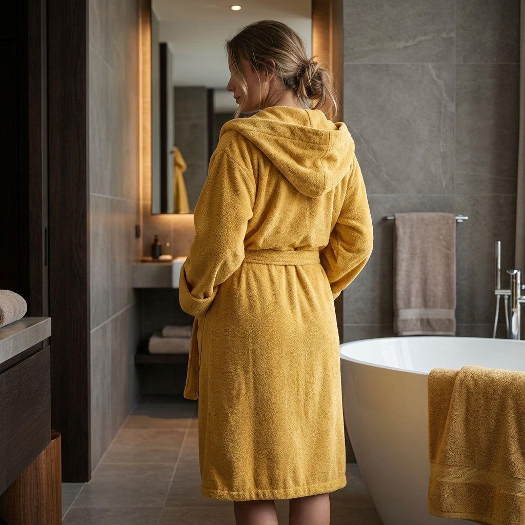 Accappatoio con Cappuccio in Microspugna di Cotone - Pepe Air