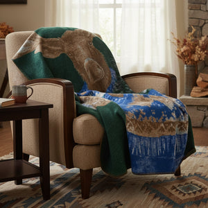 Plaid in Lana Cotta con Alce Natalizio - Moose