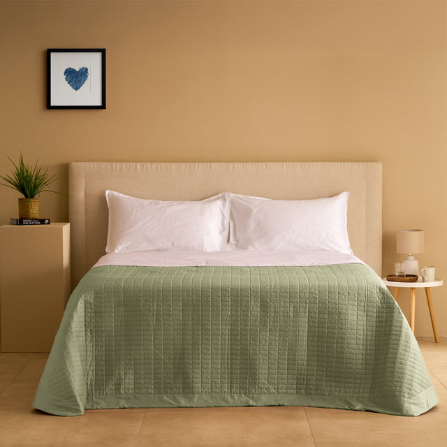 Trapuntino Leggero in Raso di Cotone - Smeraldo