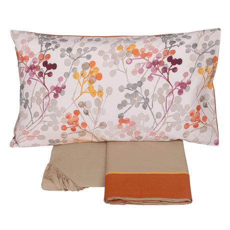 Completo Lenzuola in Flanella Di Cotone Stampata - Bacche