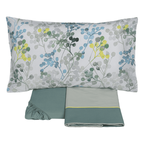 Completo Lenzuola in Flanella Di Cotone Stampata - Bacche