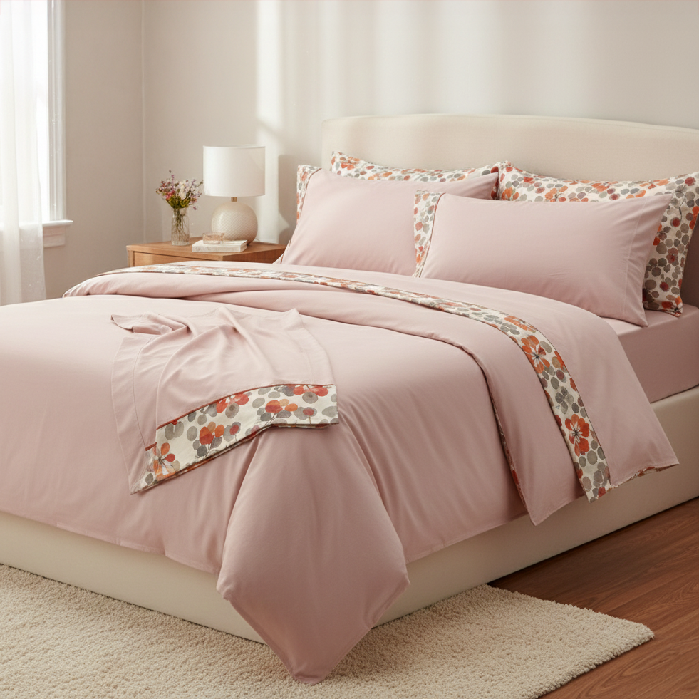 Completo Lenzuola in Flanella Di Cotone Stampata - Bacche