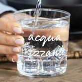 Set 6 Bicchieri in Vetro Temperato Serigrafati - Acqua Frizzante 