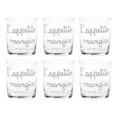 Set 6 Bicchieri in Vetro Temperato Serigrafati - L&#39;Appetito Vien Mangiando 