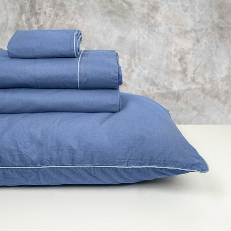 Completo Copripiumino in Percalle di Cotone Stonewashed - Volterra