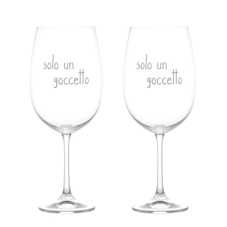 Set 2 Calici Vino in Vetro Serigrafati - Solo un Goccetto